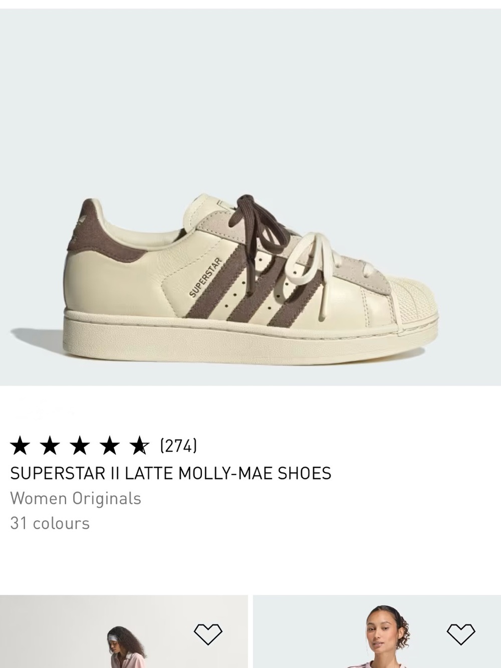 adidas x Molly Mae Women's Superstar Sneakers in Cream and Taupe